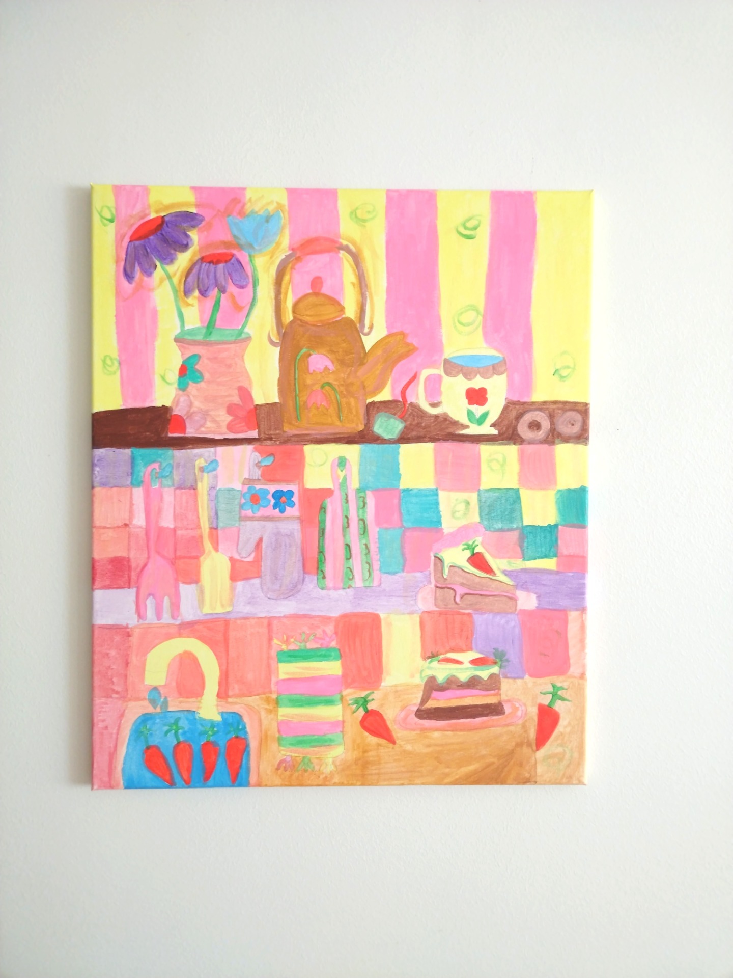 "Iloinen keittiö", koko: 50x60cm, hinta: 236€ (sis. Postituksen Suomeen)